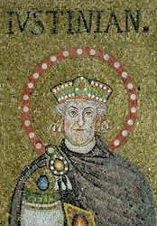 Das Gesicht von Justinian (Mosaik)